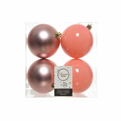 Decoris Shatterproof Baubles Box of 4 Pieces 10cm - Rose Bonbon