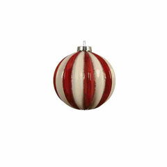 Decoris Glass Bauble Set of 3 Pieces 8cm - Red and White