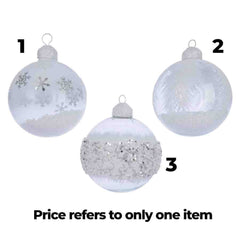 Decoris Glass Bauble Filled with Styrofoam 8cm - 3 White Assorted