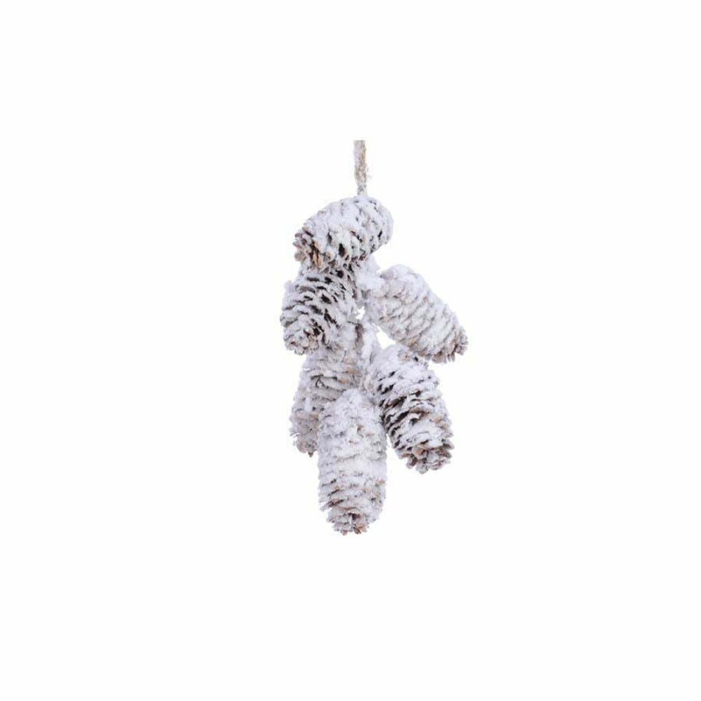 Decoris Hanging Pinecone with Snow Finish 18cm