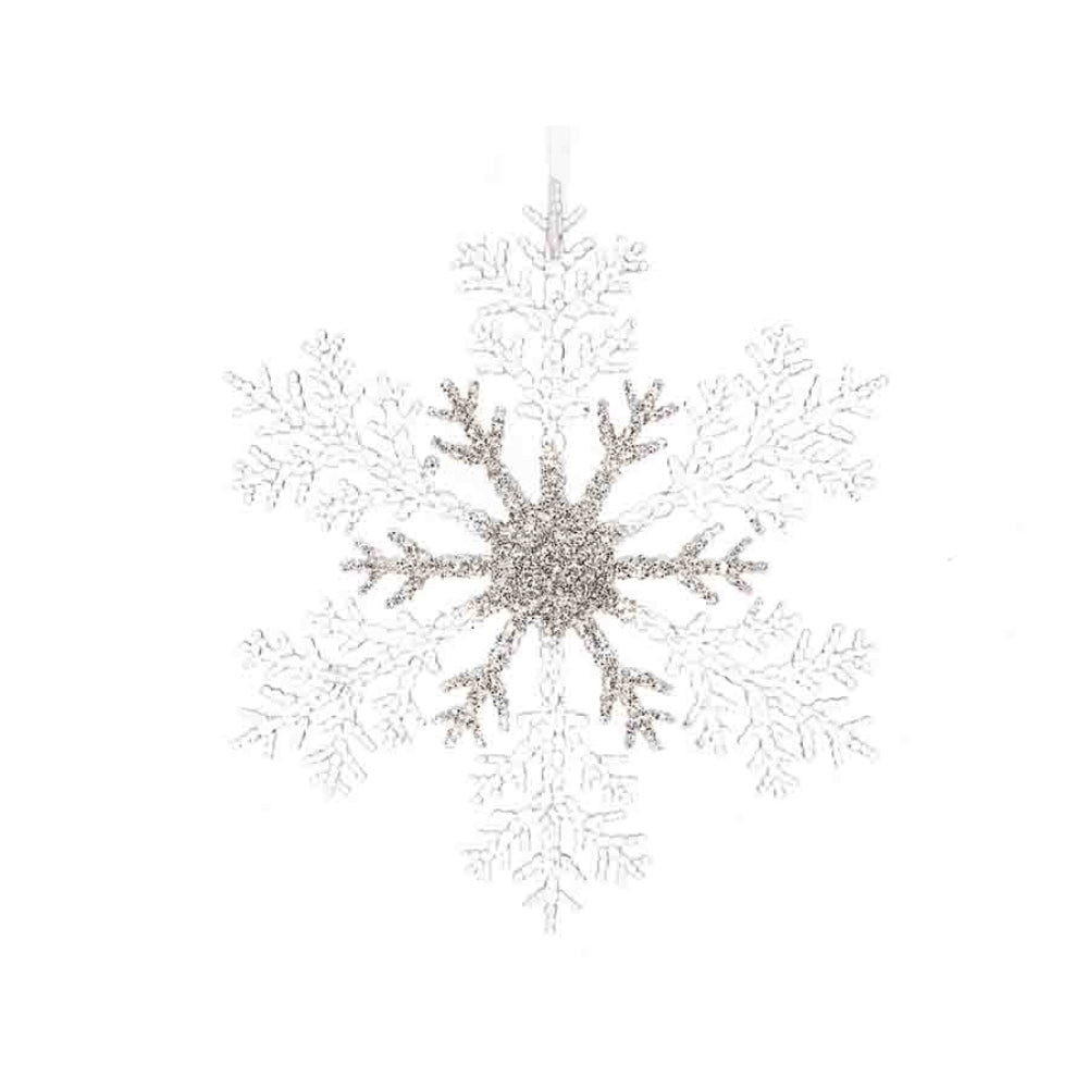 Decoris Hanging Silver Crystal Snowflake 21cm