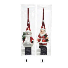 Decoris Glass Figure Tree Topper 28cm - Red 2 Assorted