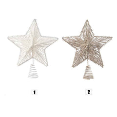 Decoris Iron Star Tree Topper with Glitter 25cm - 2 Assorted