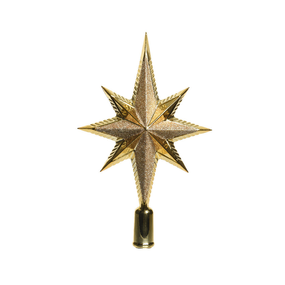 Decoris Shatterproof Peak Star Tree Topper 25.5cm with Glitter - Light Gold