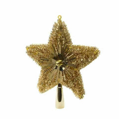 Decoris Tinsel Star Tree Topper 23cm - Light Gold