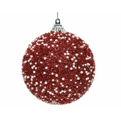 Decoris Foam Bauble with Beads 8cm - Red and White