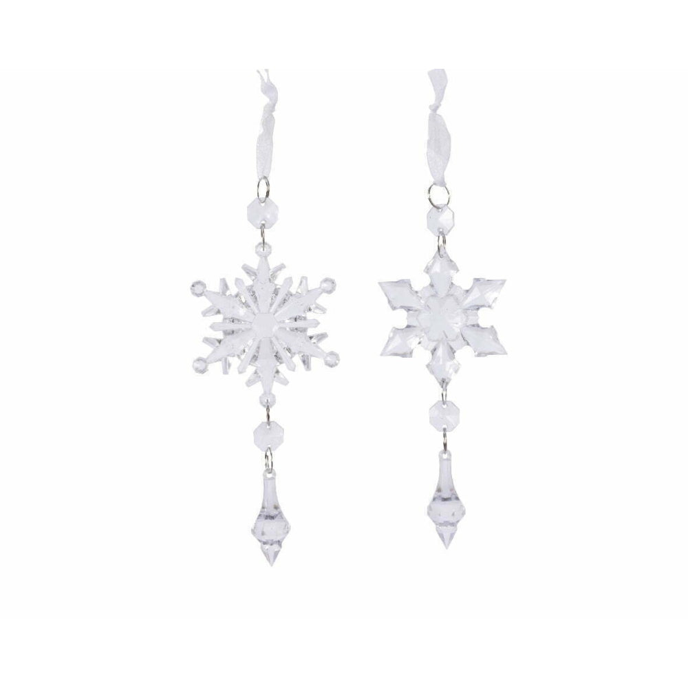 Decoris Hanging Acrylic Snowflake 16cm - 4 Assorted