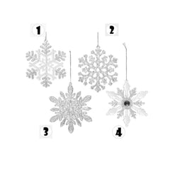 Decoris Hanging Acrylic Snowflake 14cm - 4 Assorted