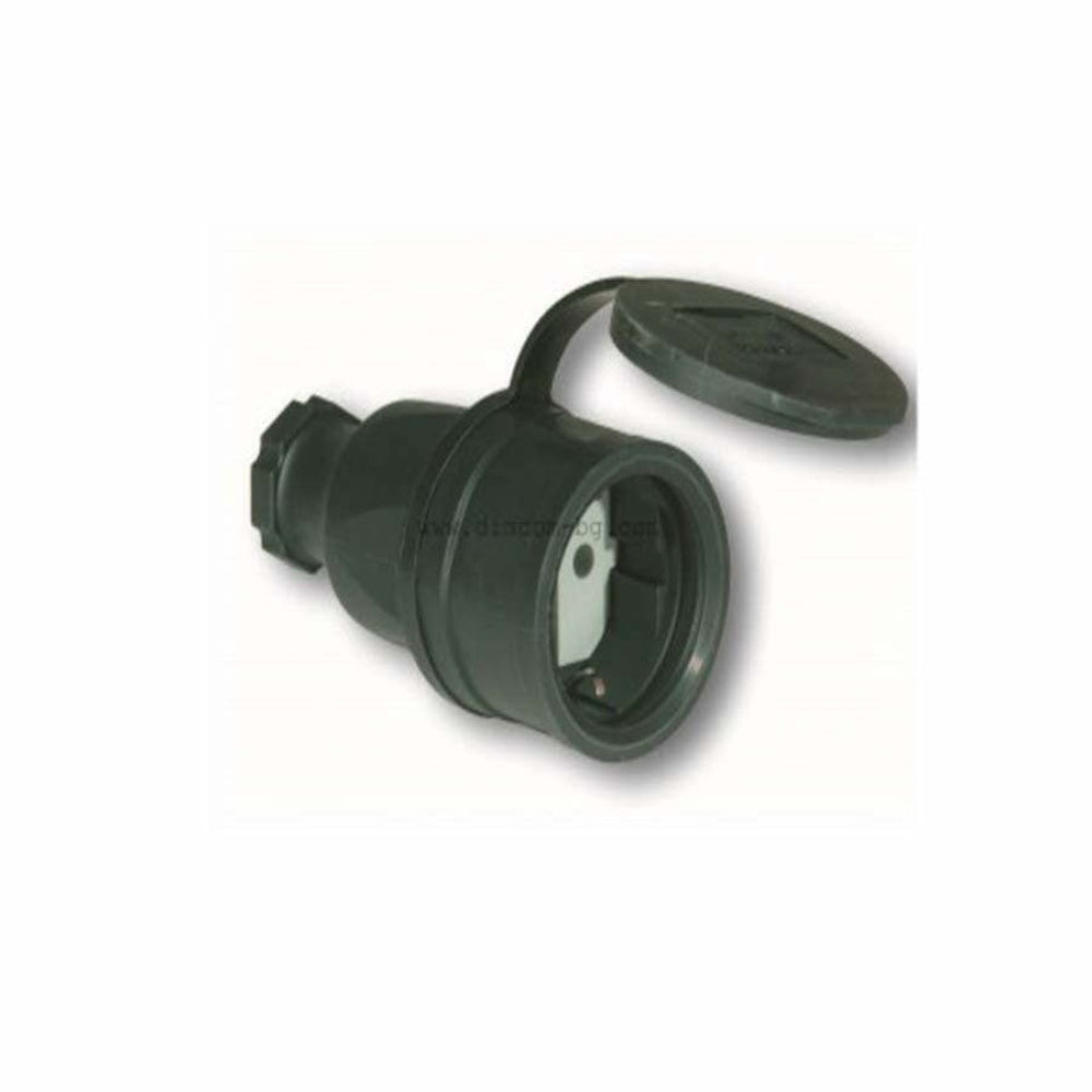 Elettrocanali Female Connector 16A 2 Pin - Rubber