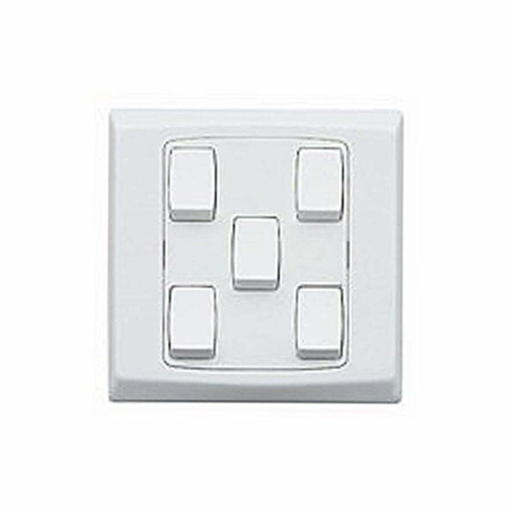 Taili Klepp Small Rocker Switch 10A 5 Gang 2 Way - White