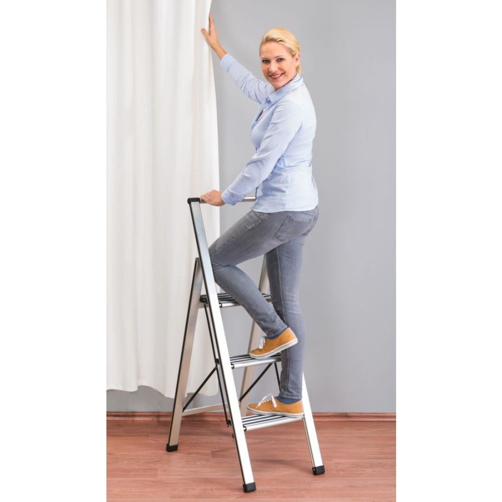 Wenko Alu-Design Stepladder with 4 Steps - Aluminium