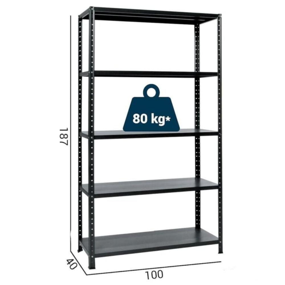 Metal Shelf 100x40Rx185 80KG Bolt Black