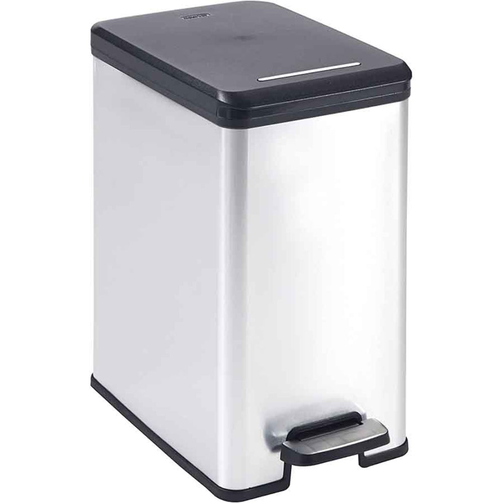 Curver Deco Slim Bin 25L with Pedal - Silver