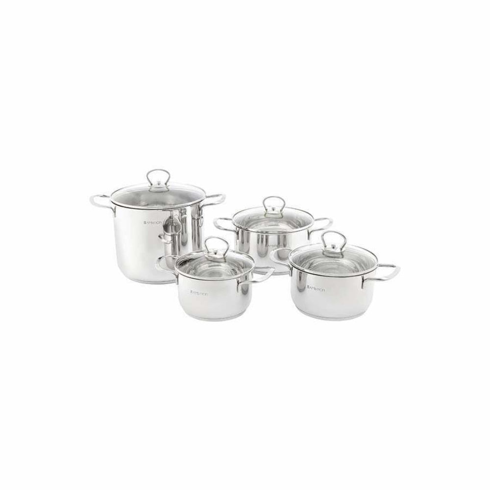 Ambition Dallas Cookware Set of 8 Pieces - Stainless Steel