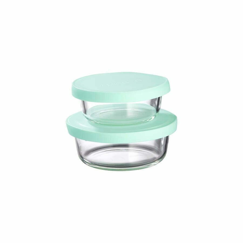 Ambition  Frisk Set of 2 Round Glass Containers With Lids 300ml and 600ml