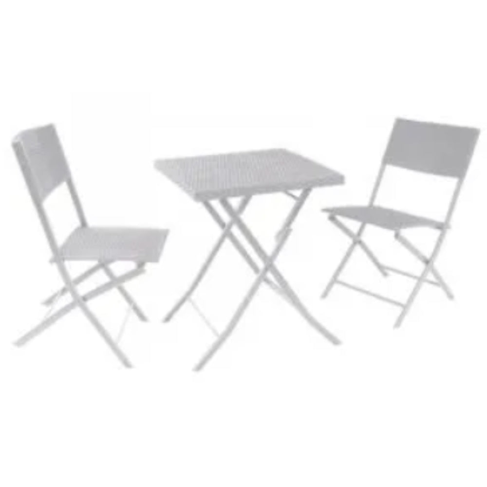Polyrattan Balcony Set with 2 Chairs - White