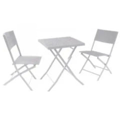 Polyrattan Balcony Set with 2 Chairs - White