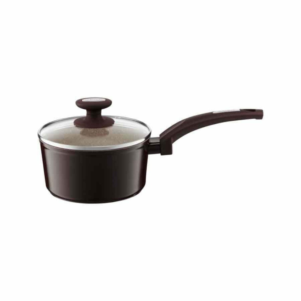 Ambition Brown Stone Saucepan 16cm with Qualum Basic Stone Edition