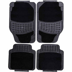 Sakura Rubber Car Mat Set of 4 - Premium with Carpet Panel