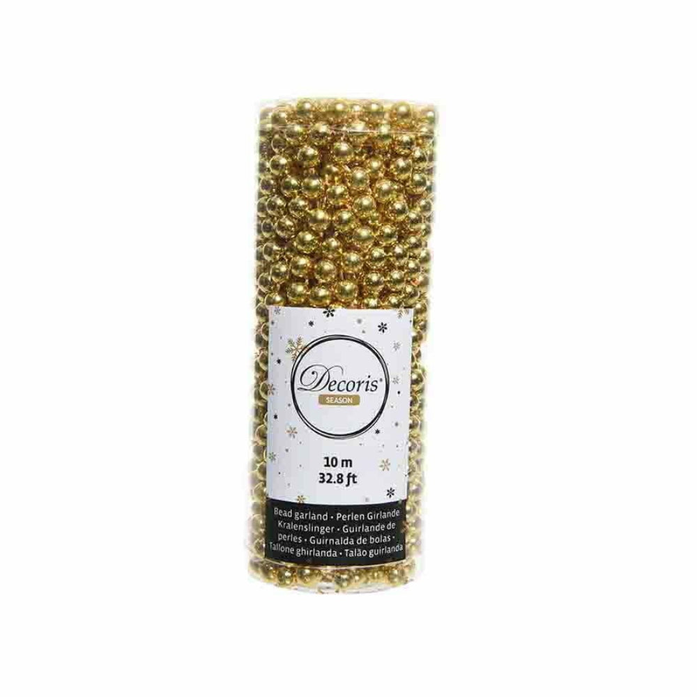 Decoris Plastic Beaded Garland 10m - Gold