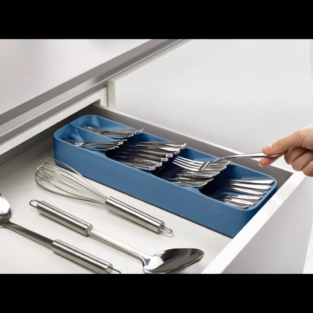 Joseph Joseph DrawerStore Compact Cutlery Small Organizer Kitchen Drawer Tray, Sky Blue Edition