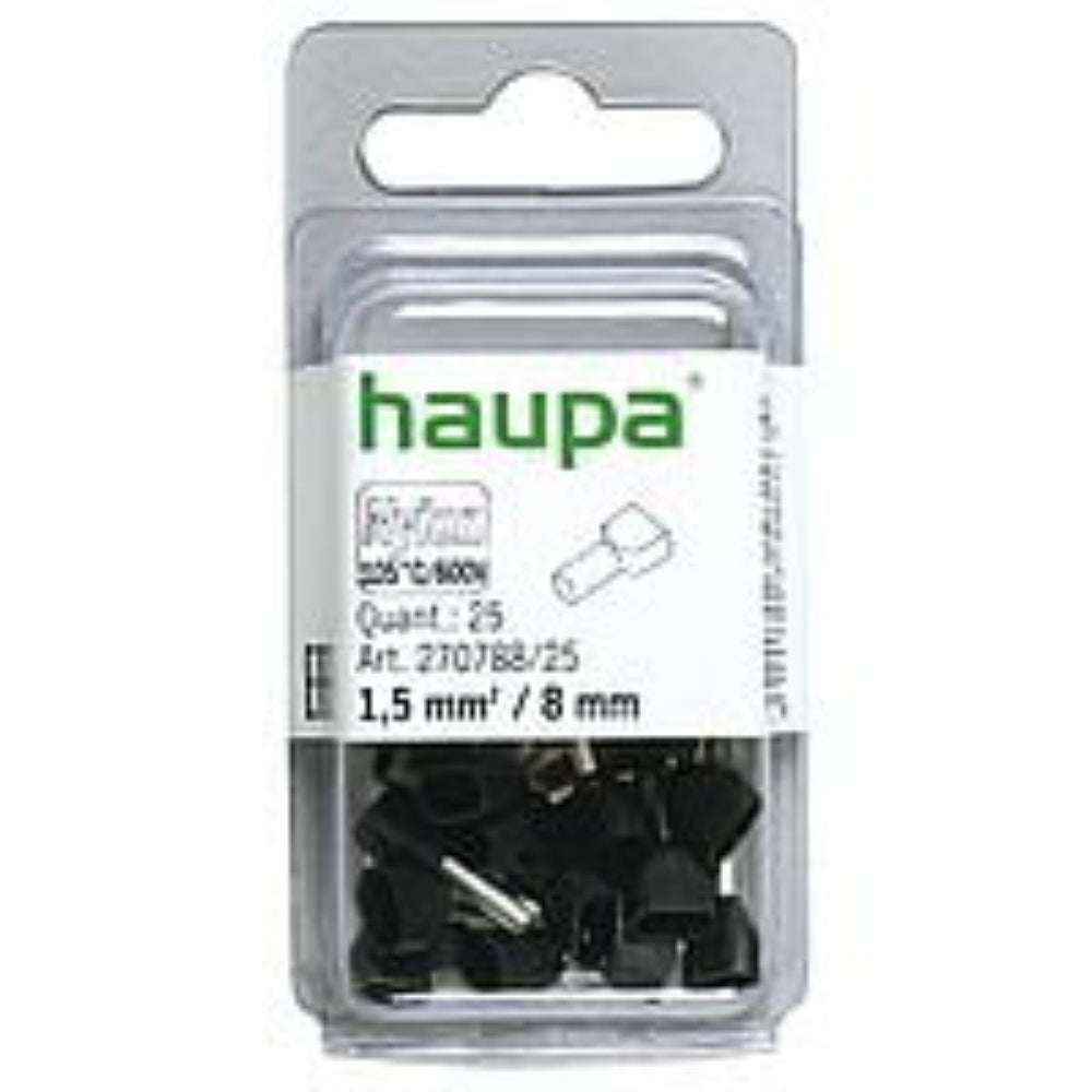 Haupa Twin End Sleeves 1.5/ 8mm - Black