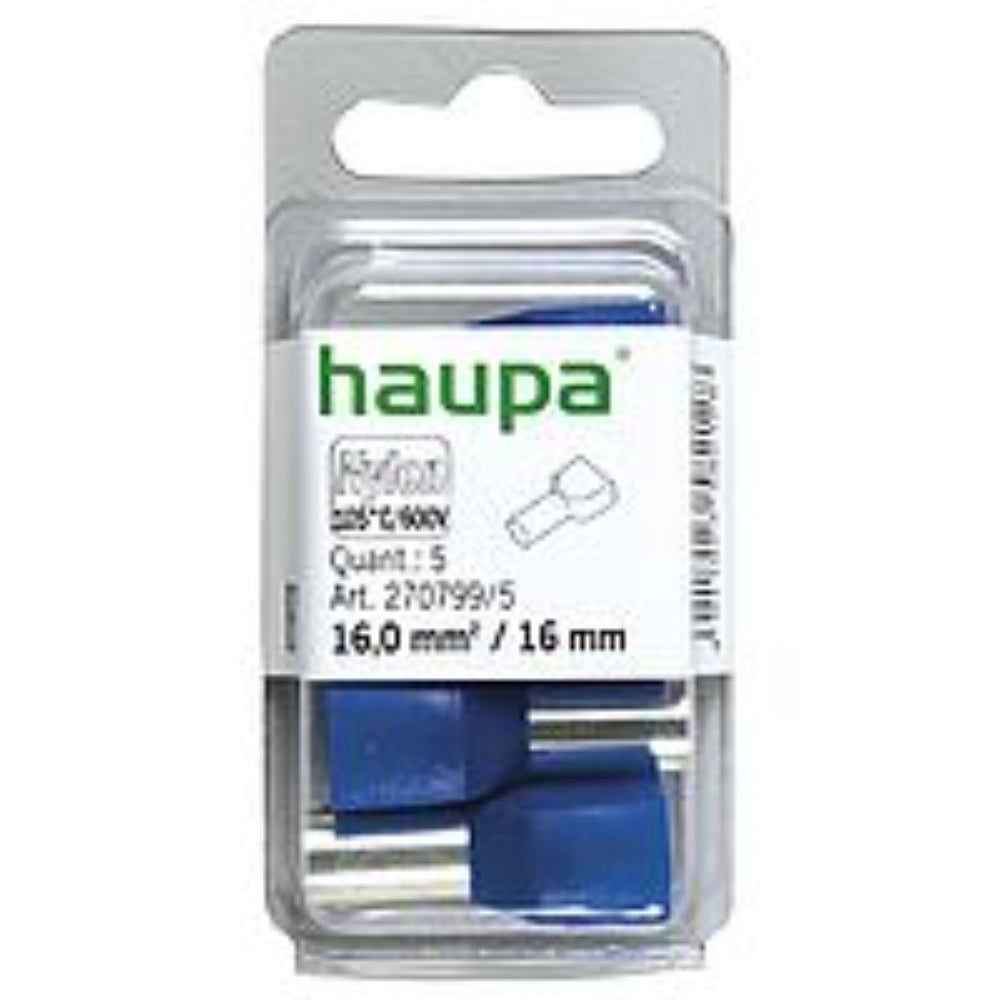 Haupa Twin End Sleeves 16/ 16mm - Blue