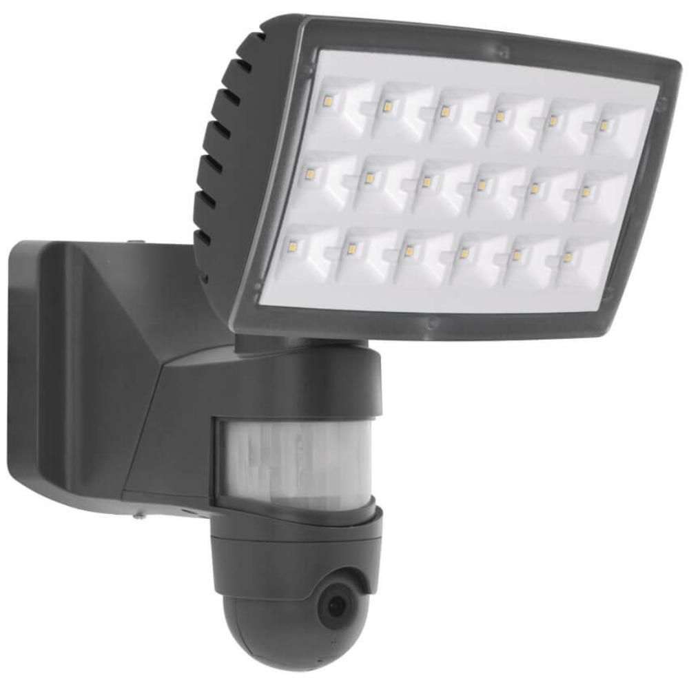 Lutec Peri Security Wall Light 25W with Integrated Led 5000K, Sensor and Wifi Camera - Dark Grey
