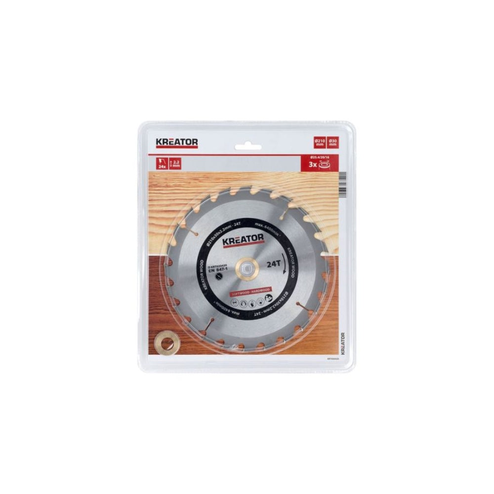 Kreator Circular Saw Blade for Wood with 24 Teeth 21cm