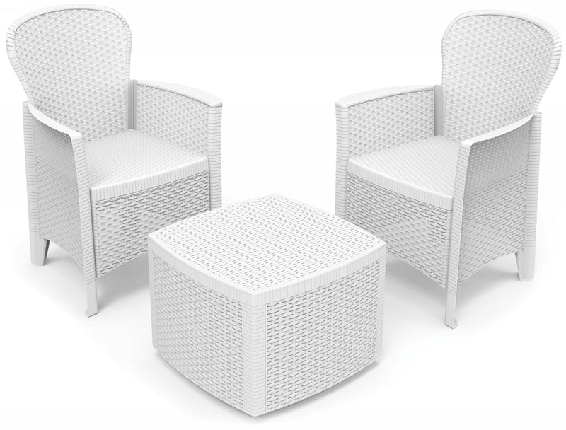 Ipae-Progarden Set Tree with Rattan Effect and Cushions- White