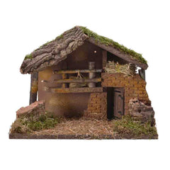 Decoris Nativity Scene House with Led and Moss 30 x 17 x 21cm