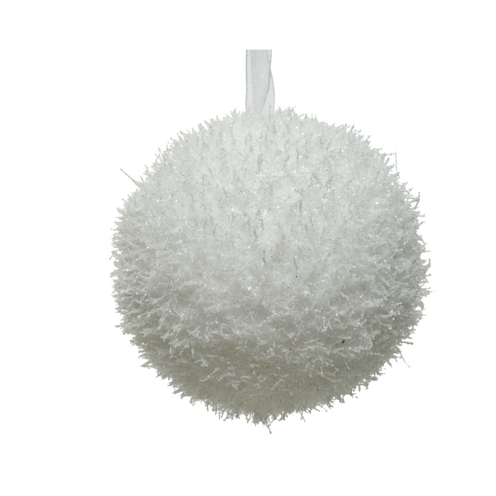 Decoris Foam Bauble with Ice Design 8cm - White