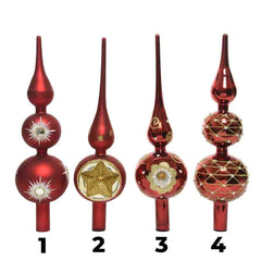 Decoris Glass Tree Topper 31cm - 4 Assorted Oxblood