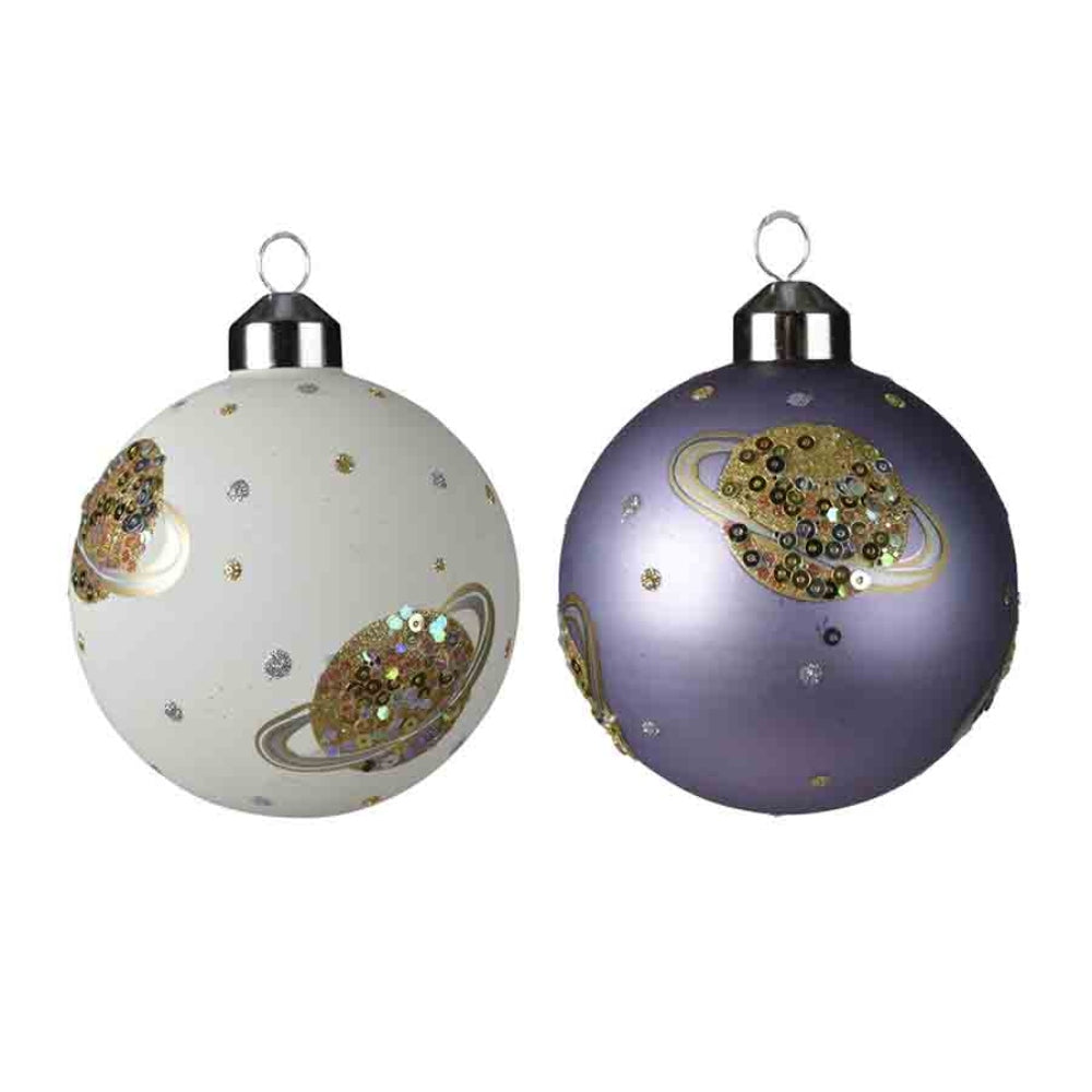 Decoris Shatterproof Bauble with Gold Accent Lace 8cm - Transparent