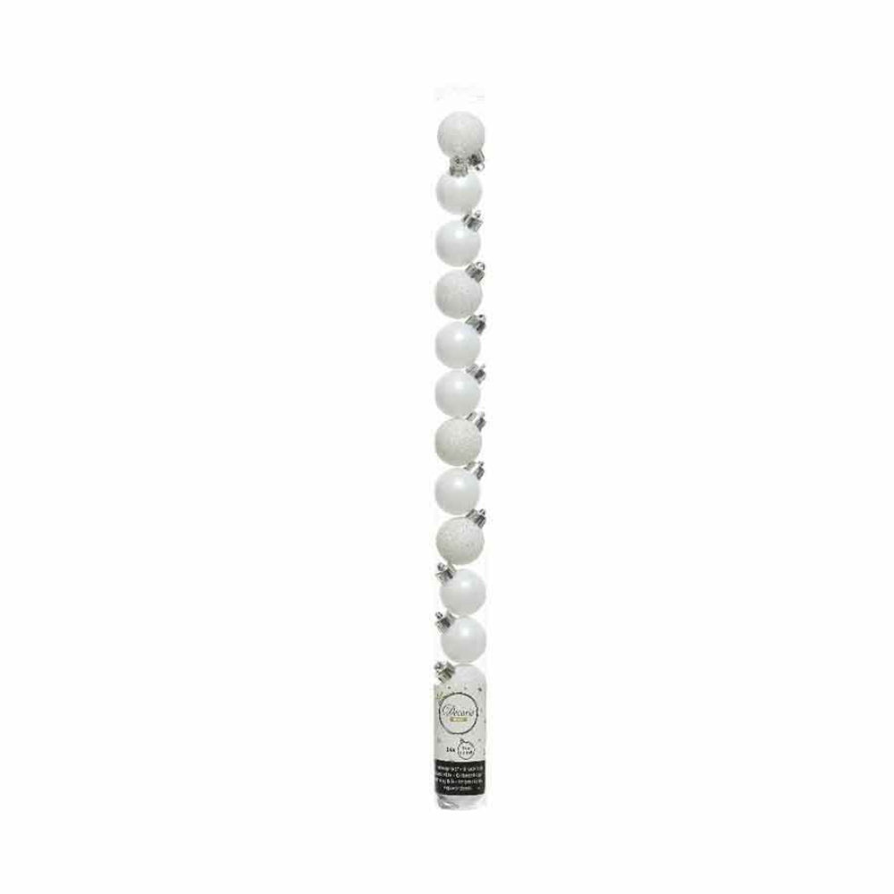 Decoris Shatterproof Baubles Tube of 14 Pieces 3cm - Winter White