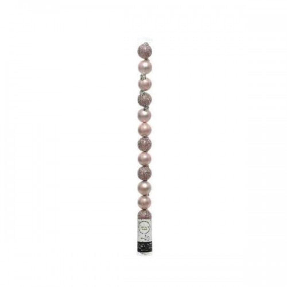 Decoris Shatterproof Baubles Tube of 14 Pieces 3cm - Blush Pink