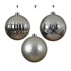 Decoris Shatterproof Bauble 14cm - 3 Assorted Silver