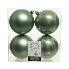 Decoris Shatterproof Baubles Box of 4 Pieces 10cm - Sage Green