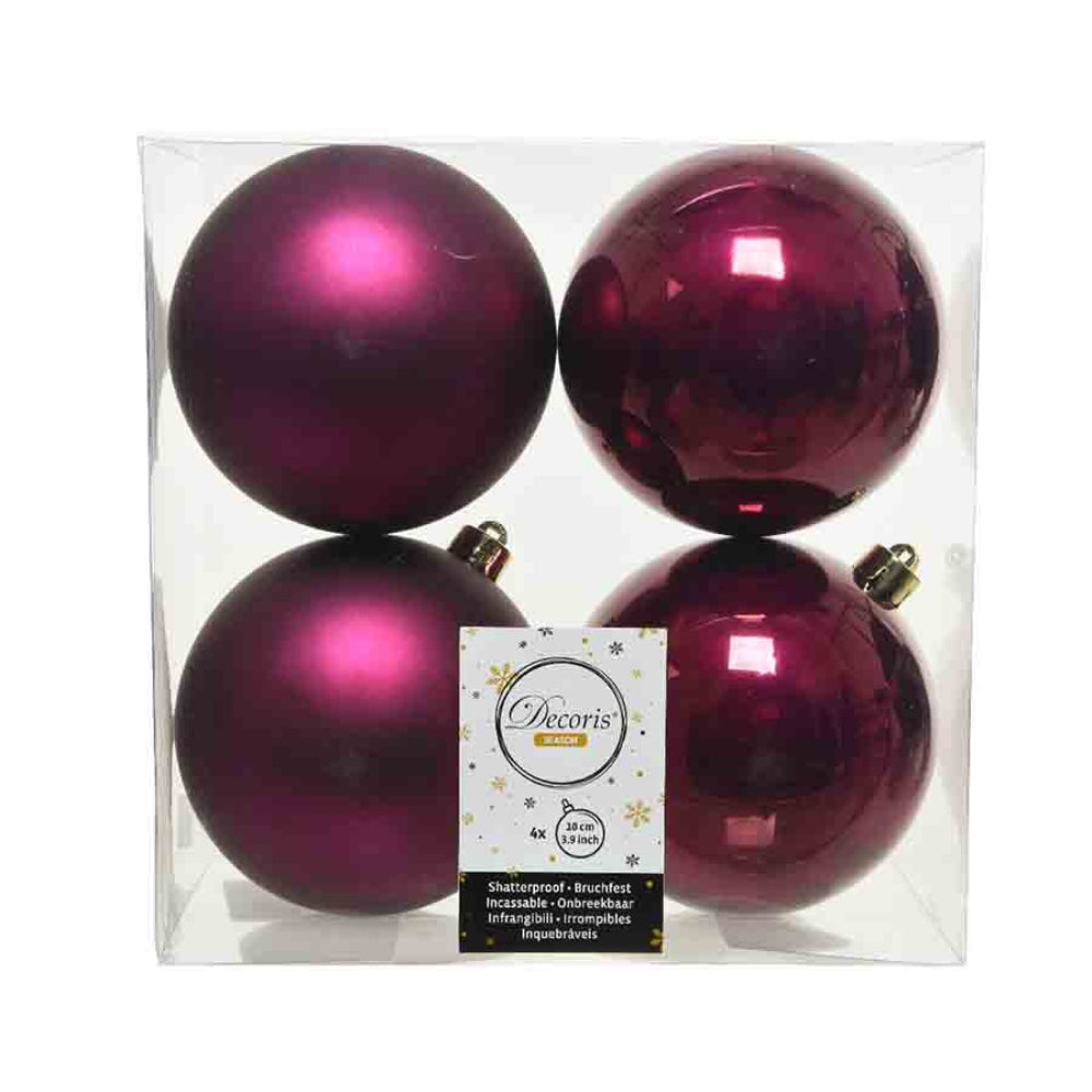 Decoris Shatterproof Baubles Box of 4 Pieces 10cm - Magnolia