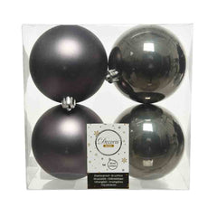 Decoris Shatterproof Baubles Box of 4 Pieces 10cm - Warm Grey