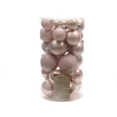 Decoris Shatterproof Baubles Tube of 30 Pieces Mixed Sizes - Blush Pink