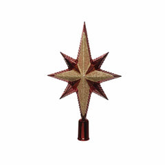 Decoris Shatterproof Peak Star Tree Topper 25.5cm with Glitter - Oxblood