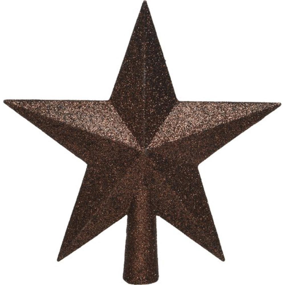 Decoris Shatterproof Star Tree Topper 20cm with Glitter - Dark Brown