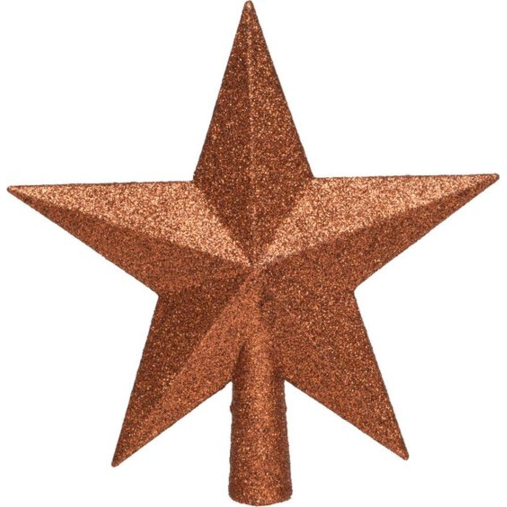 Decoris Shatterproof Star Tree Topper 20cm with Glitter - Terra Brown