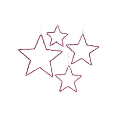 Decoris Iron Star Set of 4 Pieces with Glitter - Fuschia