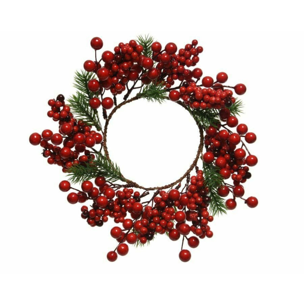 Everlands Wreath with Red Berries 28cm