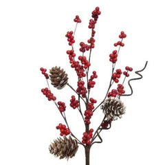 Everlands Foam Berry and Pinecone Branch 30cm