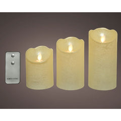 Lumineo BO Led Wax Waving Candle Set of 3 with Remote Control - Ivory