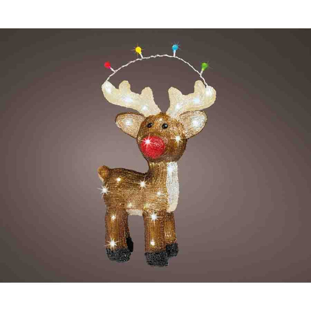 Lumineo 48 Led Acrylic Flashing Reindeer 47cm - Cool White
