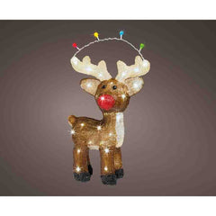 Lumineo 48 Led Acrylic Flashing Reindeer 47cm - Cool White